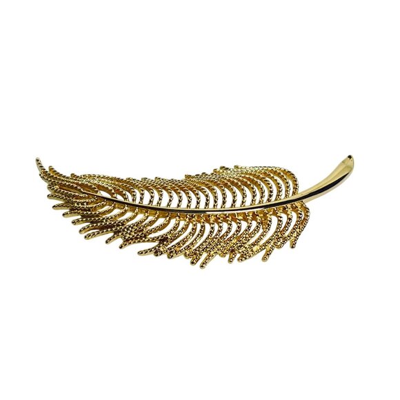 Vintage Monet Gold Tone Feather Brooch (6071) - Picture 2 of 6